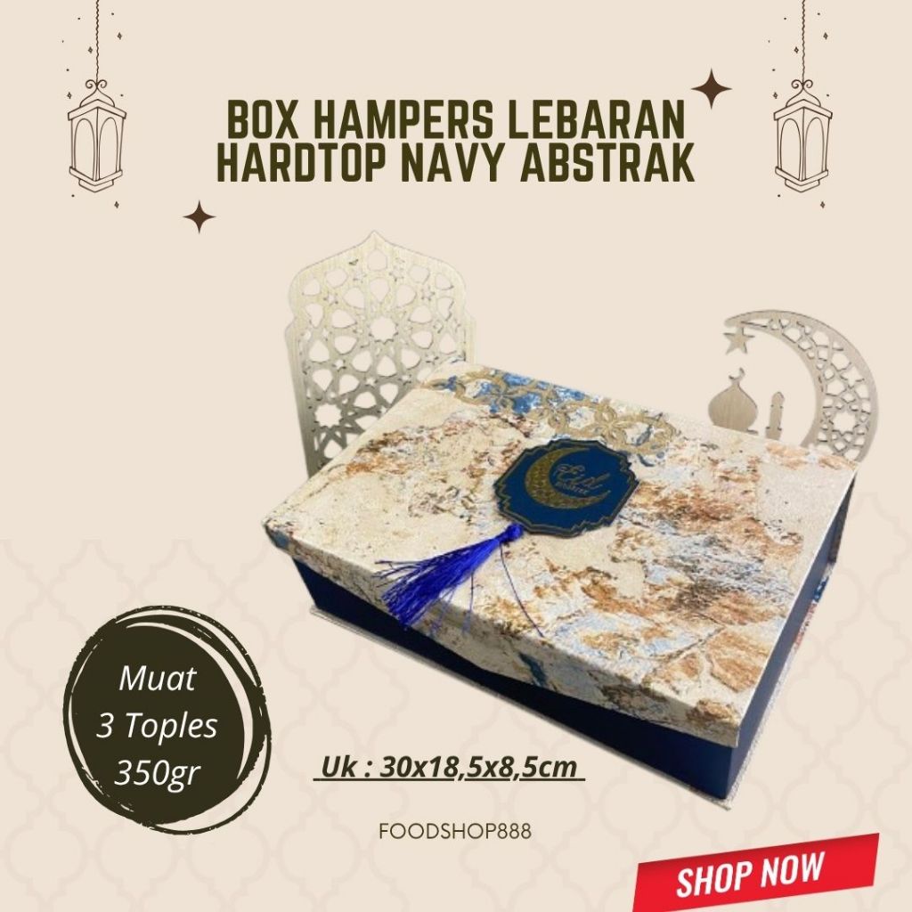 Hardtop Kue Kering Hardtop 3 Toples 350gr/ Box Lebaran 3 Toples / Hardtop Navy Abstrak Isi 3toples 3
