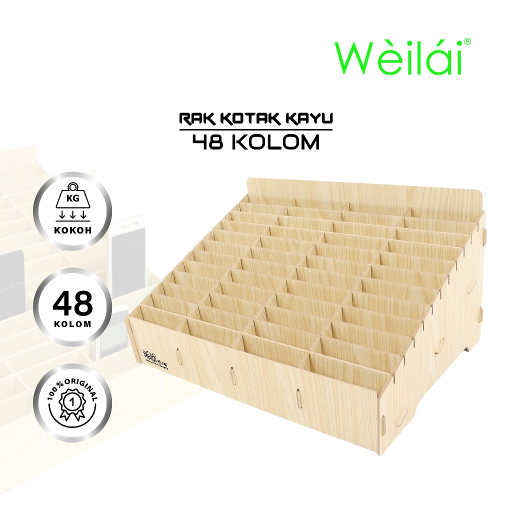 Weilai WL-048 Rak Kotak Kayu Elegan Penyimpanan Sparepart HP - Rak Multiguna 48 Sekat - Rak Kotak Ka