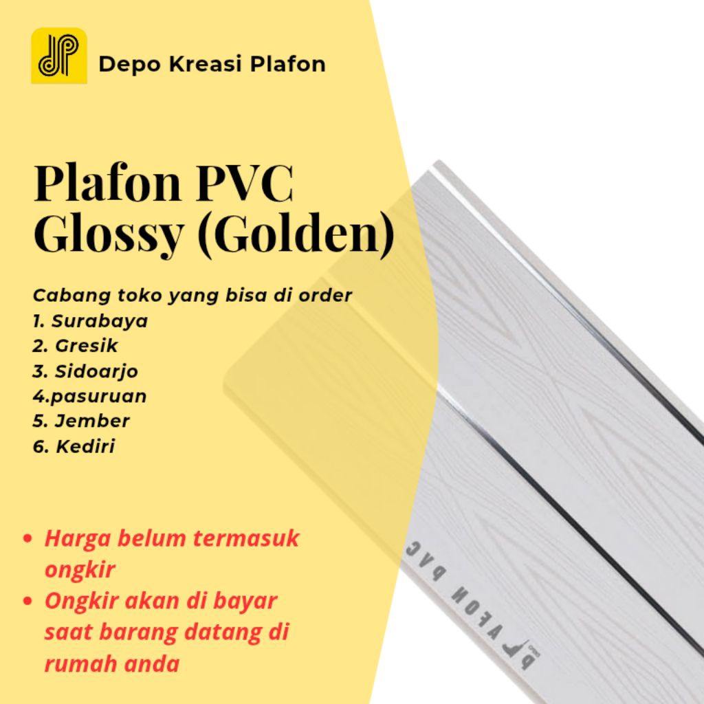 ( KHUSUS PENGIRIMAN MOBIL TOKO ) PLAFON PVC GLOSSY GOLDEN PLAFON SURABAYA GRESIK SIDARJO PASURUAN DE