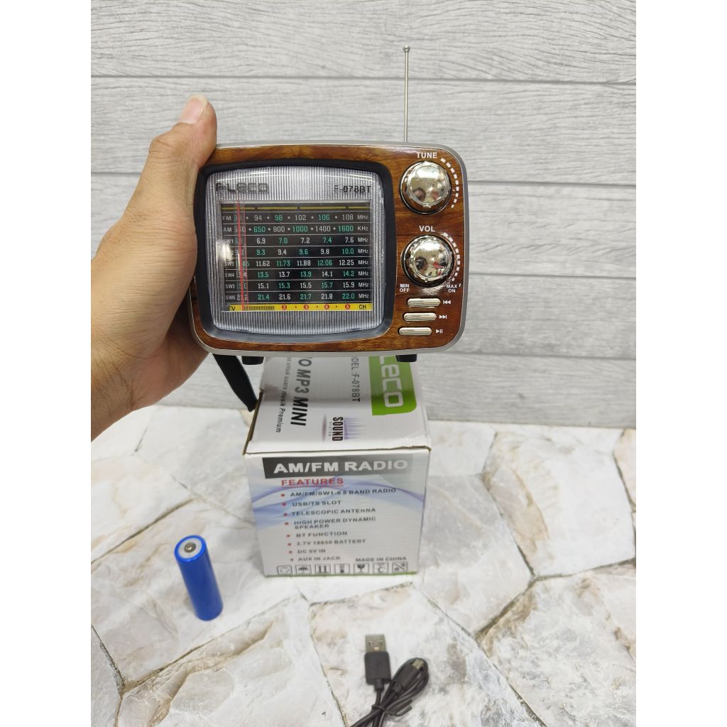 Radio Jadul Bluetooth Fleco F-078BT / Speaker Radio Classic USB Memori Card
