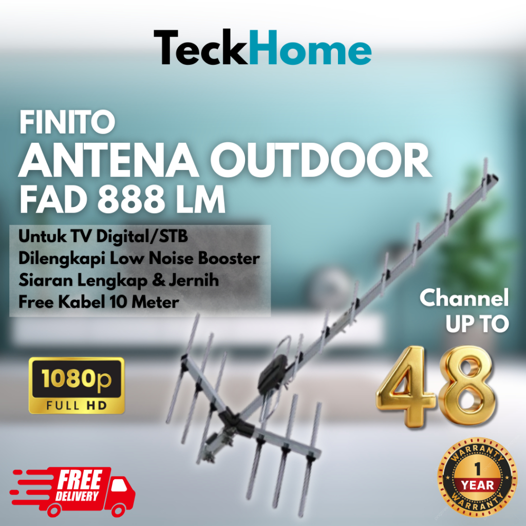 TECKHOME - Antena TV Finito FAD 888LM Supprot STB TV/Antena Outdoor UHF Analog Digital