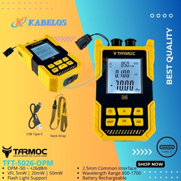Tarmoc TFT-5026-OPM | Optical Power Meter + VFL  mini Rechargeable