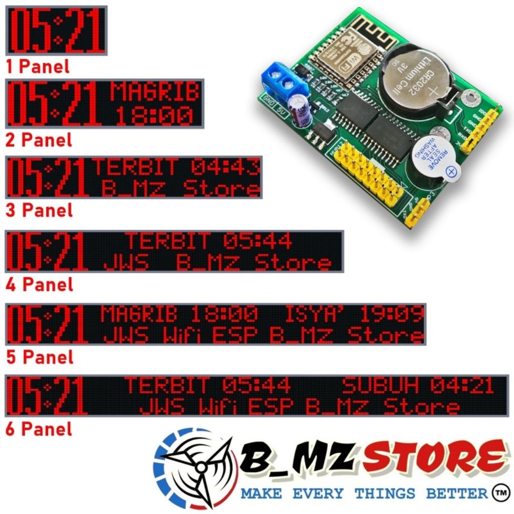 Controller JWS (Jam Sholat) Wifi Murah ESP8266 Untuk 5 Panel P10