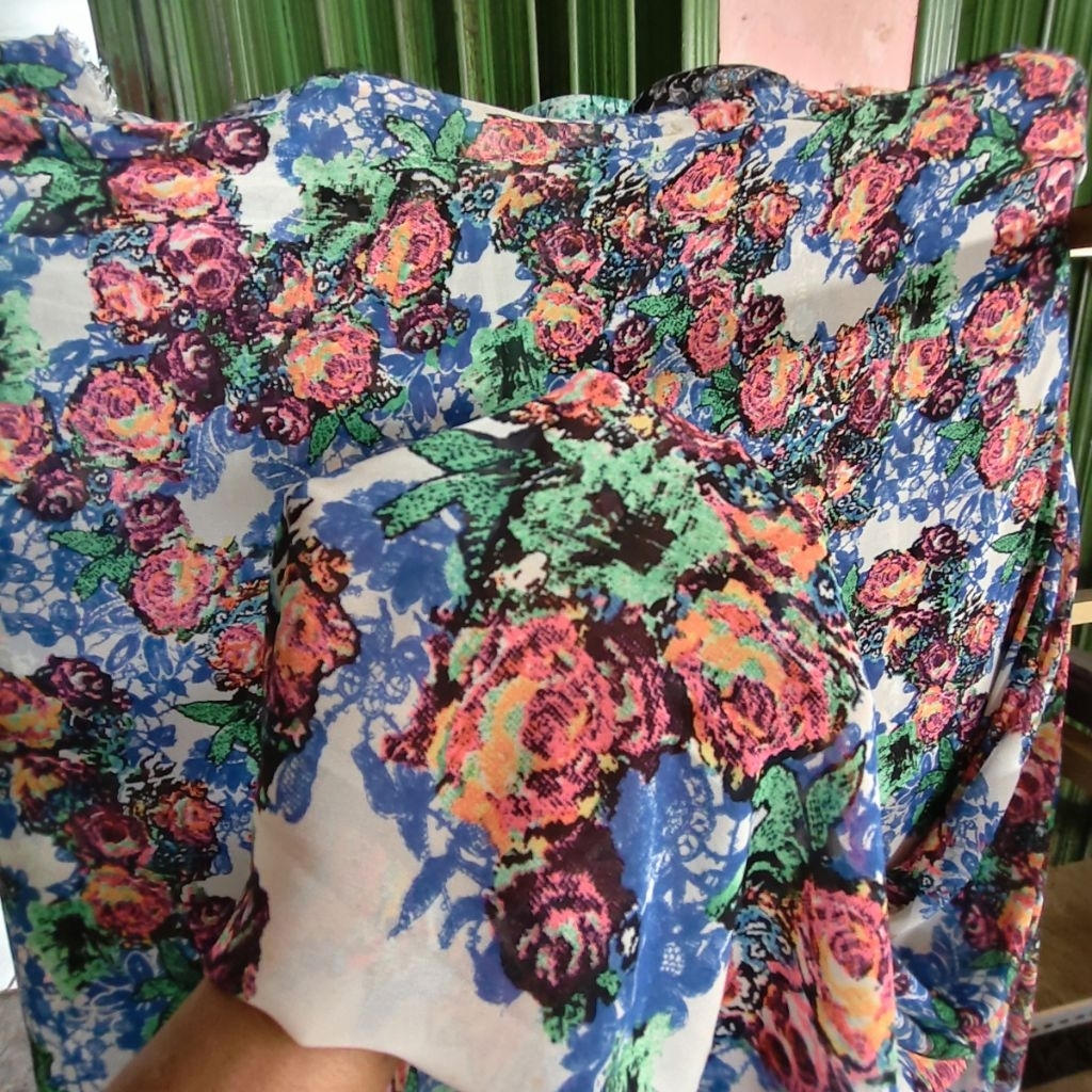 KAIN SIFON PREMIUM MOTIF BUNGA BESAR - KAIN SIFON MOTIF KEMBANG BESAR HARGA PERSETENGAH METER