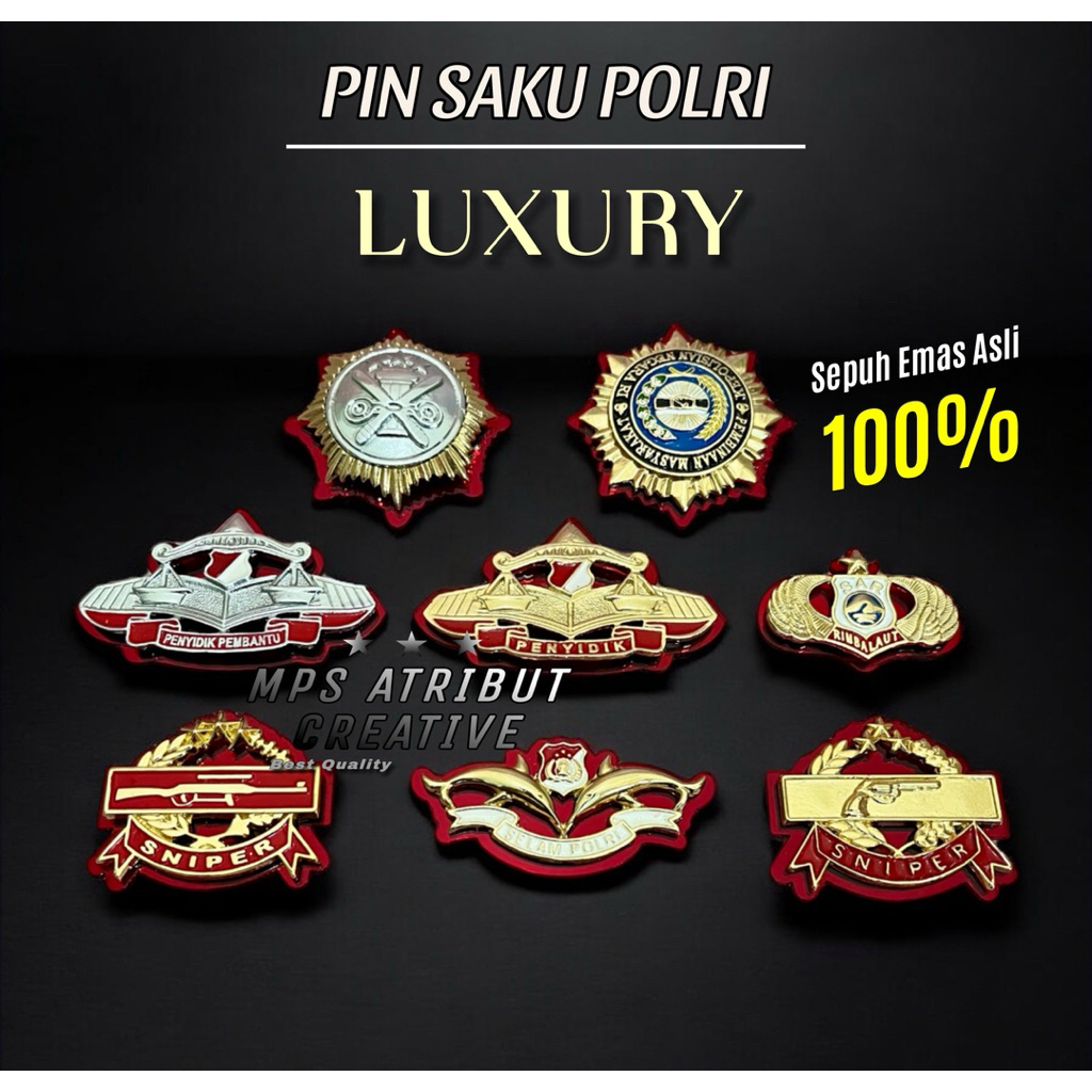 PIN/BRIVET POLRI KUNINGAN LUXURY - PIN SAR POLRI - PIN SELAM POLRI - PIN SNIPER POLRI - PIN PENYIDIK