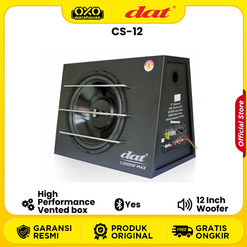 DAT CS-12 Active Speaker Car 12" Subwoofer Desain High Performance Vented Box Design Garansi Resmi