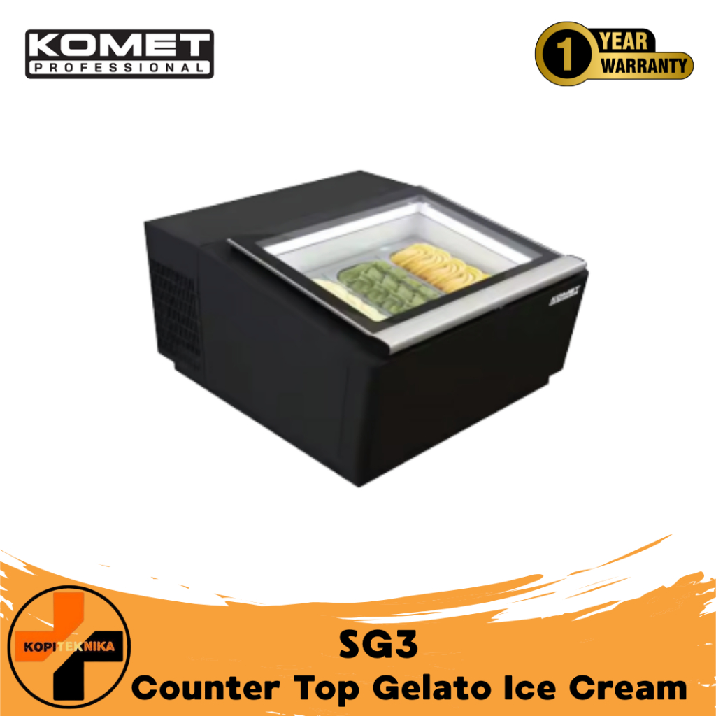 KOMET Small Counter top Gelato Showcase SG3 - Display Freezer Mini untuk Gelato & Ice Cream