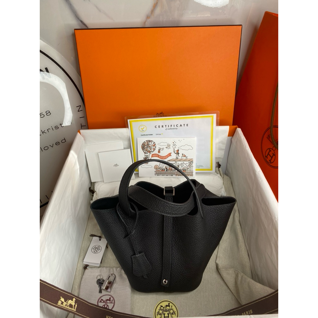 Preloved picotin lock in Taurillon celemence leather shw Authentic