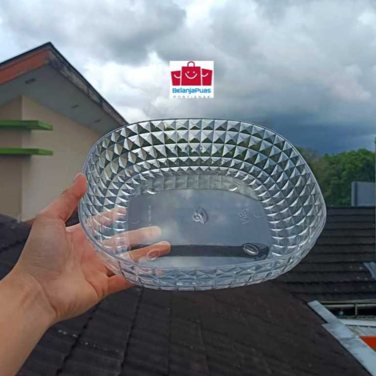 Mangkok Buah Segi 735 BENING TEBAL / Sup / Nasi / Mie / Mangkuk Segi Plastik Tebal / Mangkok Murah /
