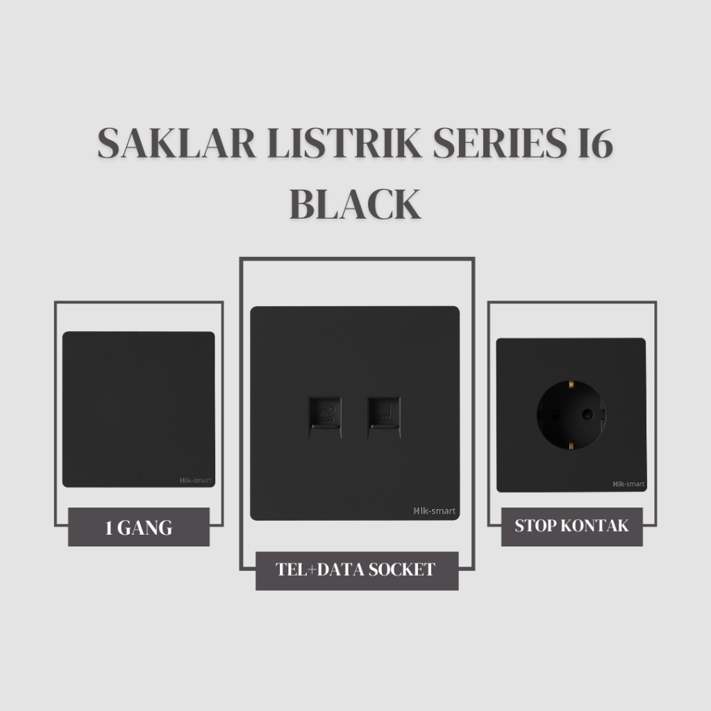 HIKSMART Saklar Lampu BLACK /Saklar Listrik/Saklar Lampu Rumah Hotel apartemen/Saklar Perlengkapan R