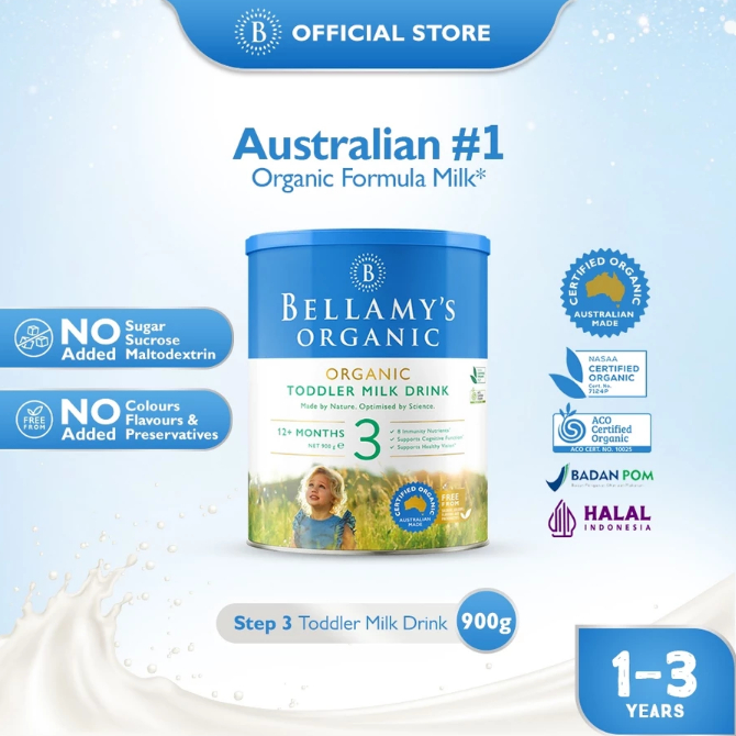 Bellamys Organic Step 3 - Susu Formula Organik Usia 1 - 3 Tahun 900 g