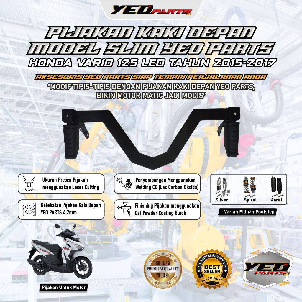 Footstep Pijakan kaki motor Honda Vario 150 led old 2015-2017 slim flatbar aksesoris vario