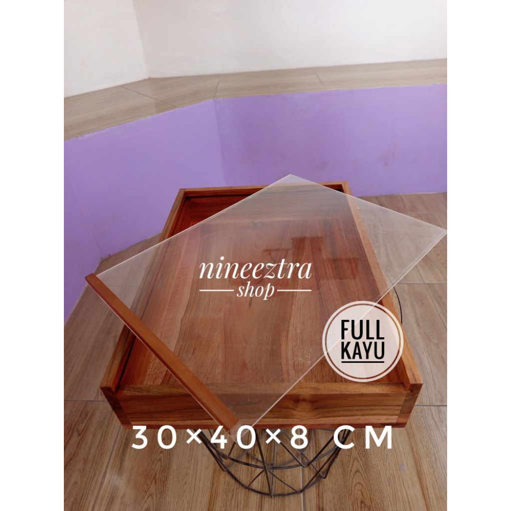 Box Donat Kayu Jati Full Kayu Ukuran 30×40×8 cm Kotak Wadah Donat Box Donat