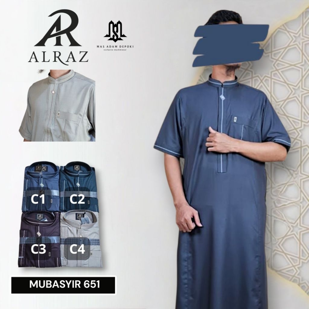 Jubah Al Raz Mubasyir Lengan Pendek Zipper