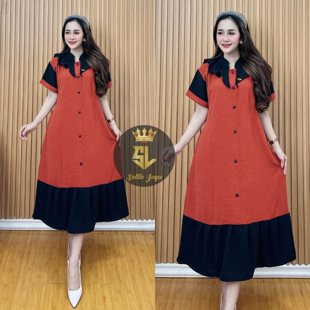 Dres Syahrini/Daster Crinkle Airflow Premium