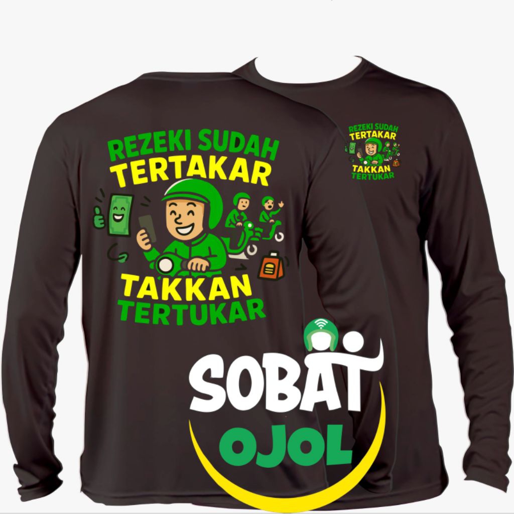 KAOS OJOL MOTIVASI UNISEX HITAM LENGAN PANJANG LENGAN PENDEK PRIA WANITA KEREN