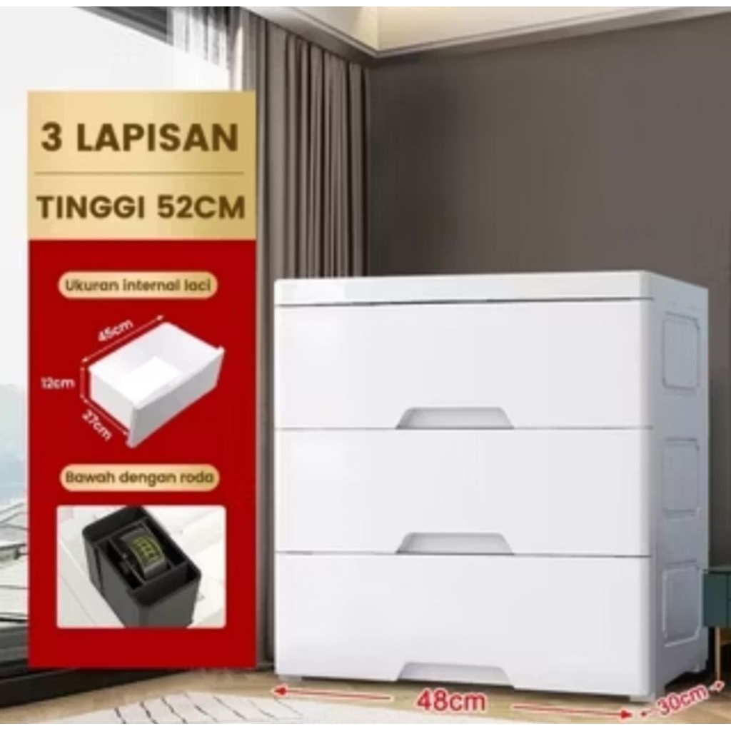 Lemari Susun Putih Plastik Laci Pakaian Kabinet