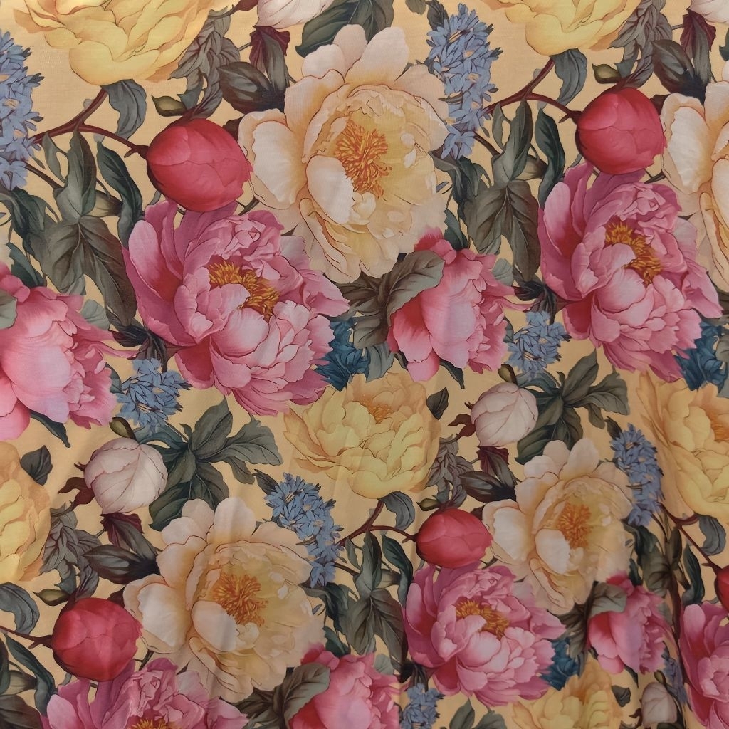 KAIN RAYON VISCOSE PREMIUM MOTIF BUNGA BESAR - KAIN RAYON MOTIF KEMBANG BESAR HARGA PERSETENGAH METE