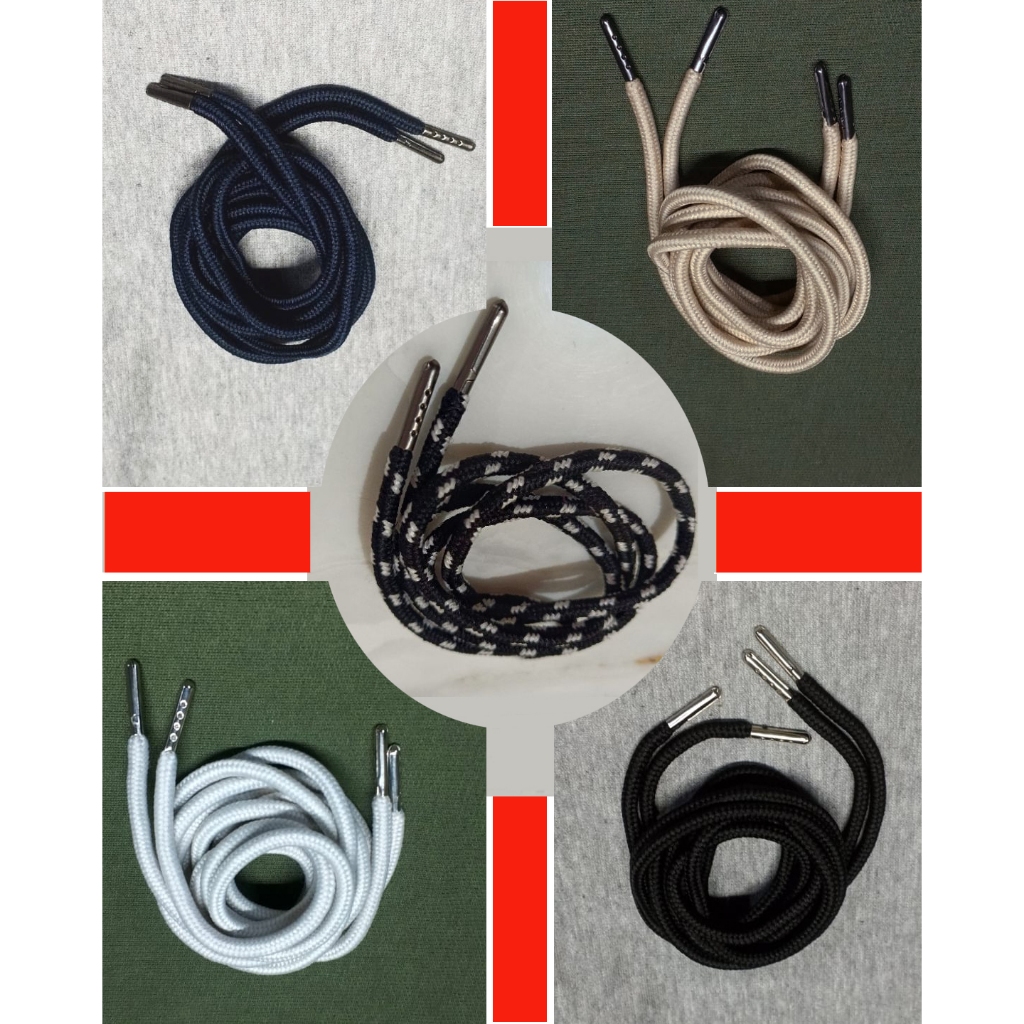 [TERLARIS] Tali Polyester katun untuk Hoodie Joger Jaket Sweater Celana Kolor 2pcs ujung aglet besi 