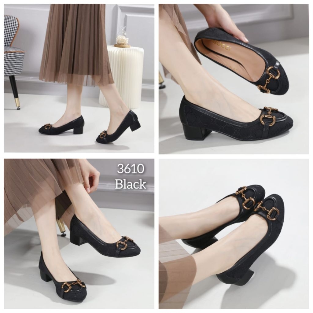 Sepatu Kerja Wanita Heels Tapak Tahu/ Pantofel Terbaru 3610