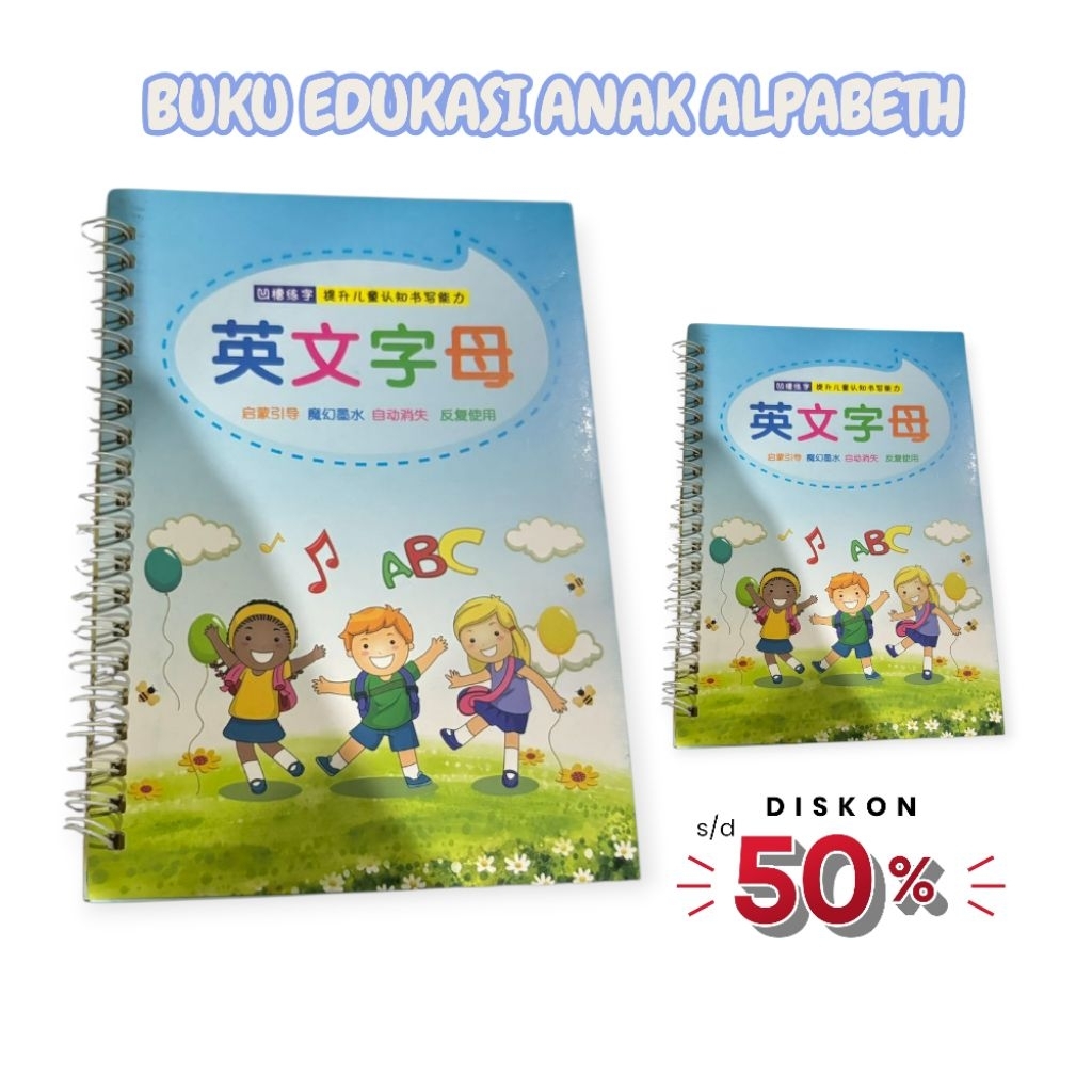 BUKU BELAJAR MENULIS HURUF ABJAD ALPABETH UNTUK ANAK PAUD dan TK