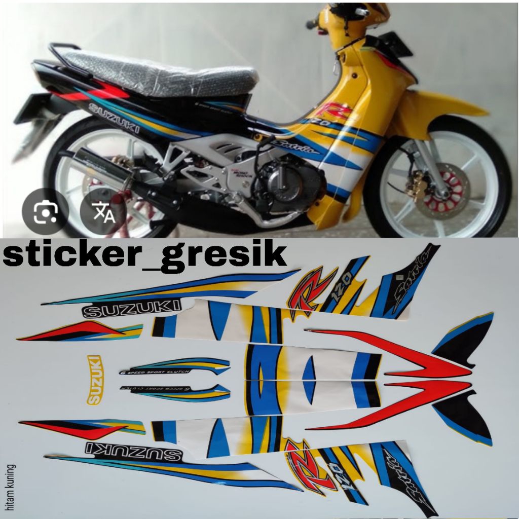 striping sticker satria lumba kuning hitam
