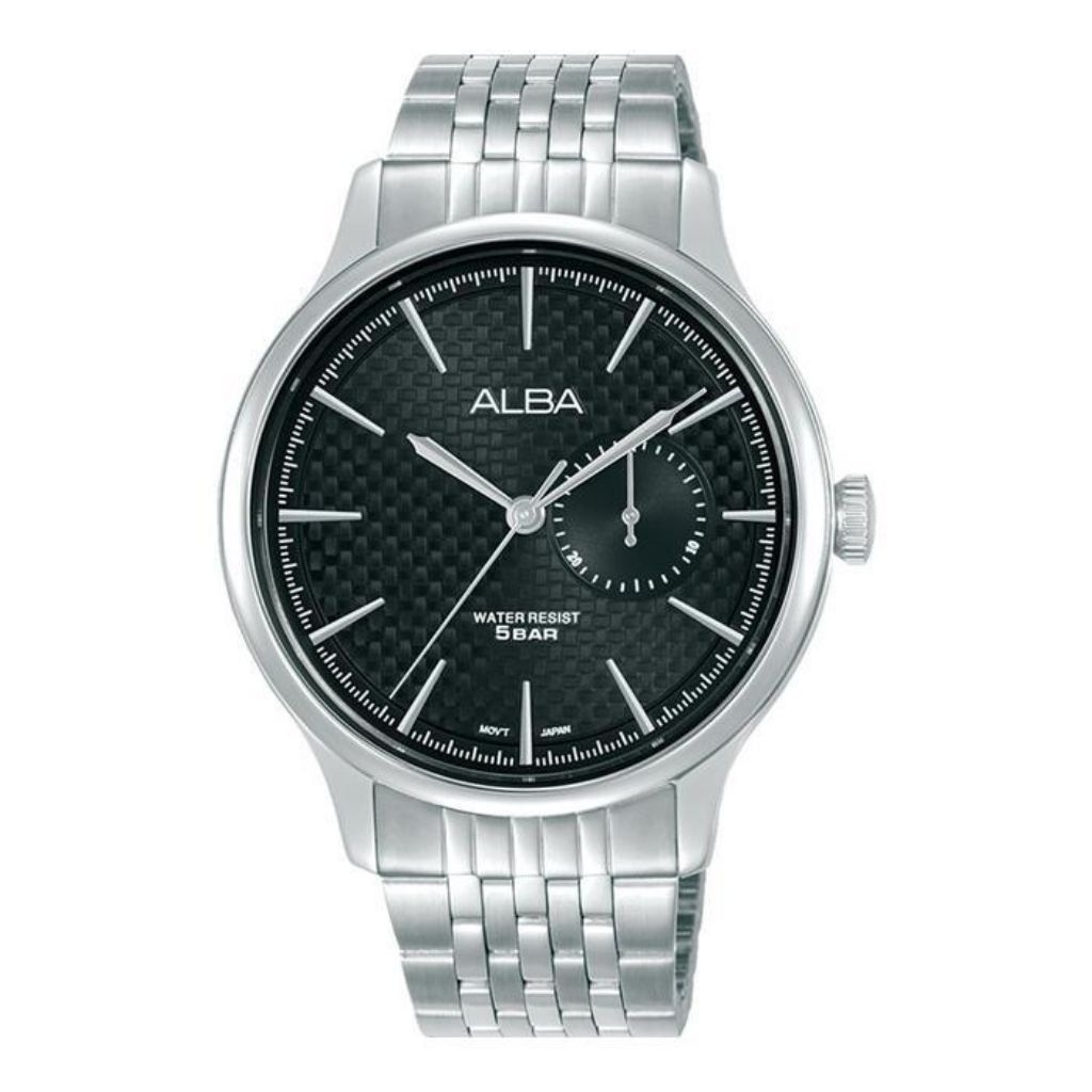 Jam Tangan Pria ALBA Prestige A5B005X1 a5b005 Black Carbon Pattern Dial Original