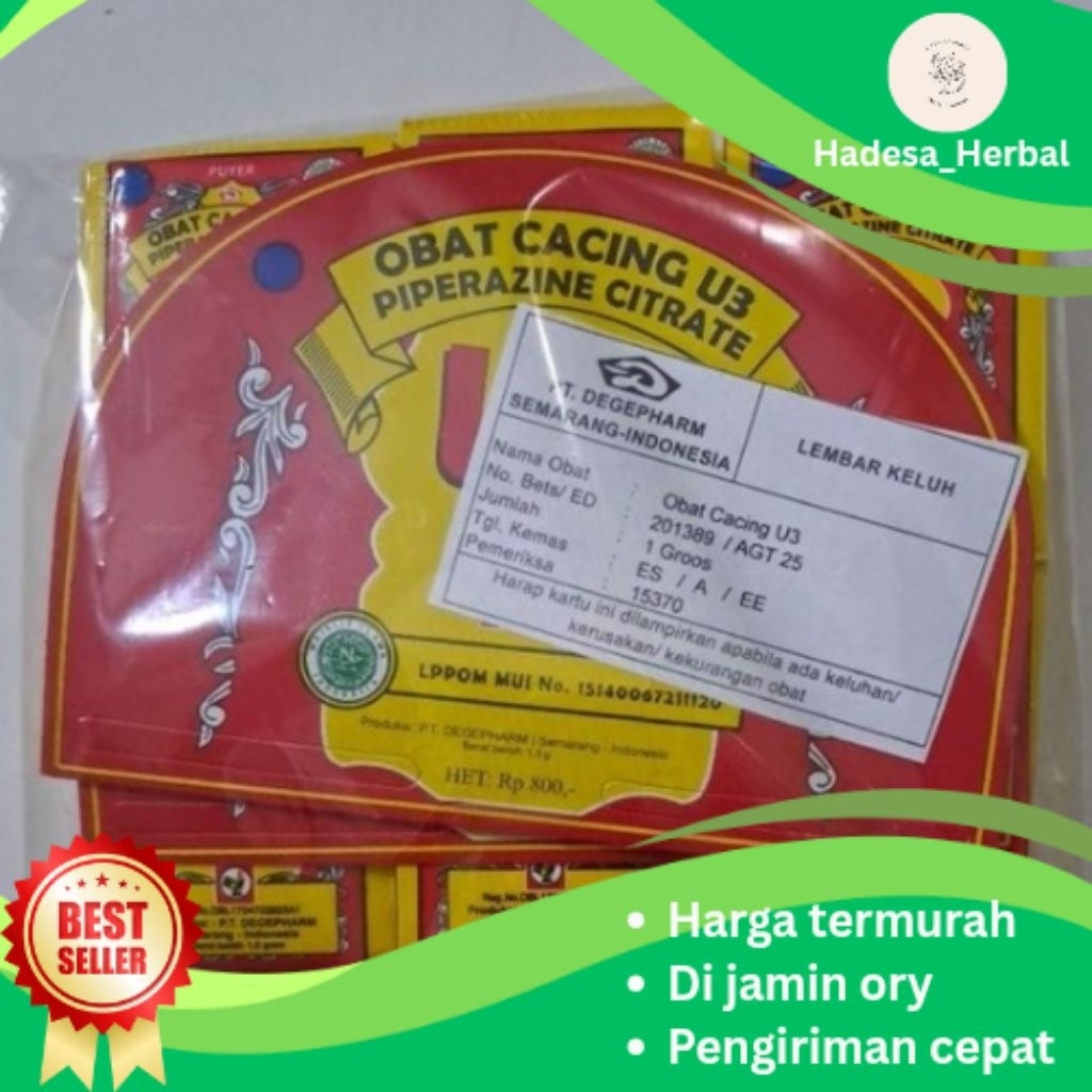 Obat cacing puyer U3 paket 1 pak isi 12 renceng