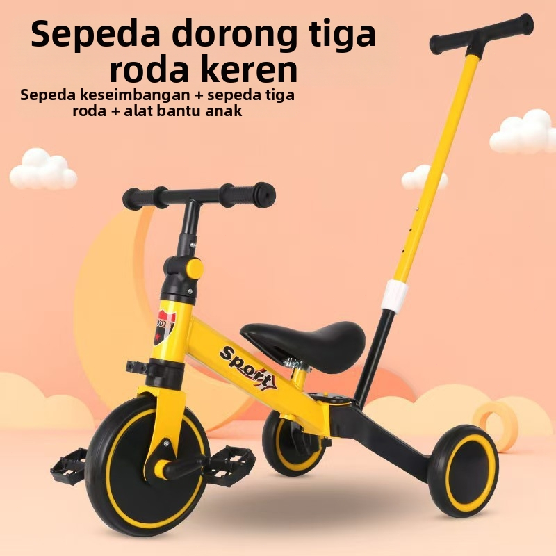 Skuter multifungsi tiga-dalam-satu cocok untuk kereta dorong bayi anak usia 1-6 tahun Dapat dilipat