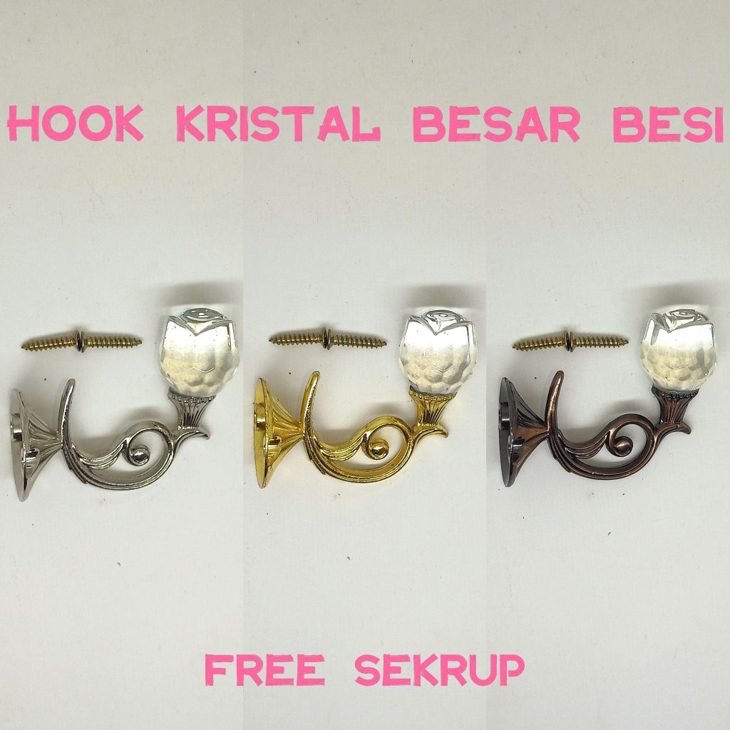 HOOK KRISTAL KECIL BESI PENGAIT / CANTOLAN TALI GORDEN
