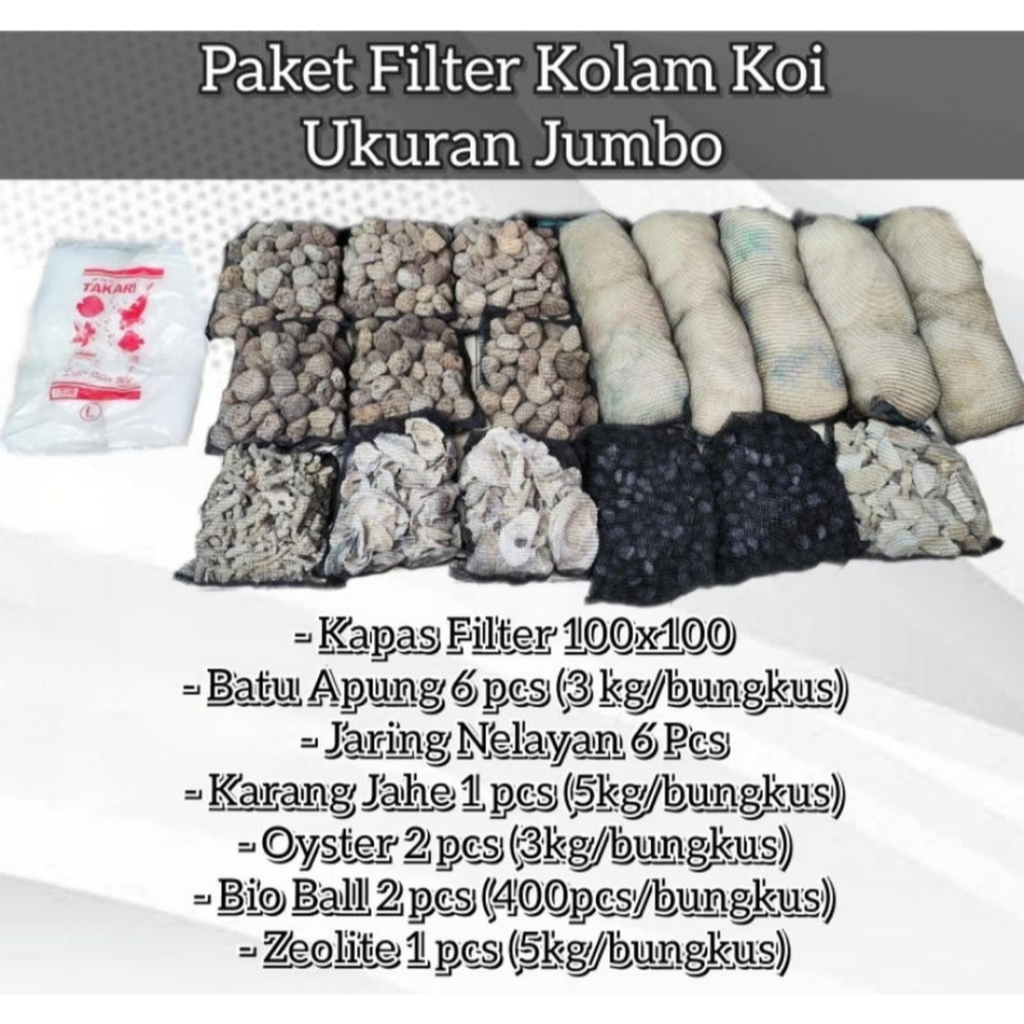 JUMBO BESAR Paket Media Filter Kolam Koi Paket Hemat Siap Pakai Media Filterasi Kolam Ikan Hias / Fi