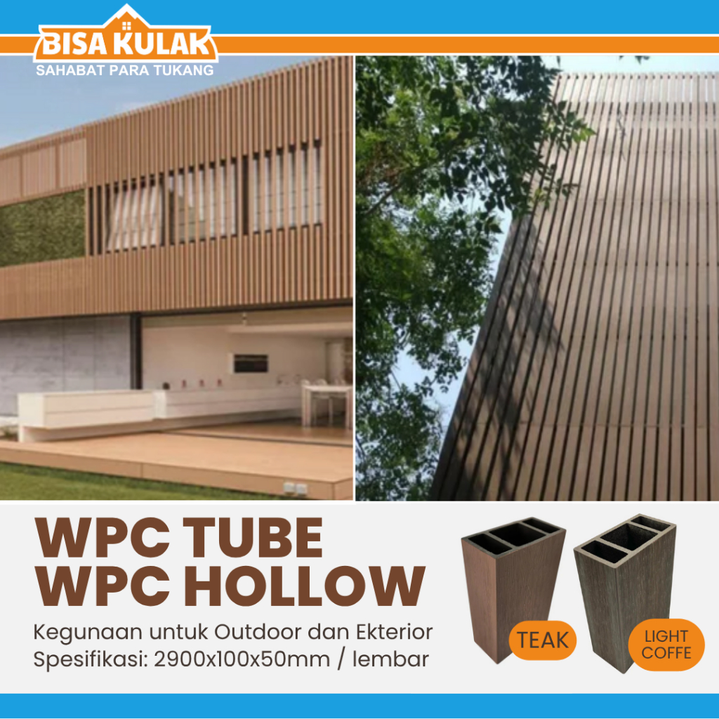 WPC HOLLOW OUTDOOR - Partisi Estetik WPC Hollow / WPC Tube | Desain Natural Kayu | Cocok untuk Taman