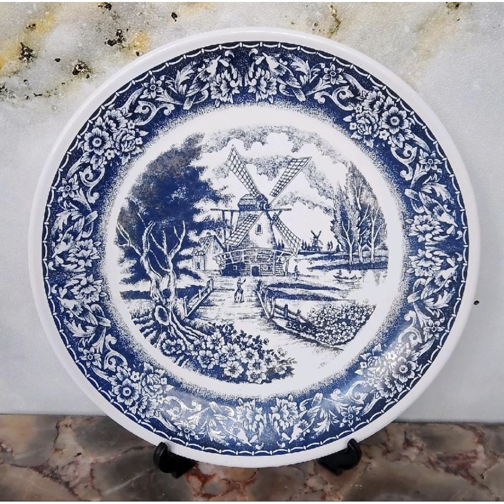 Piring keramik pajangan antik motif kincir angin