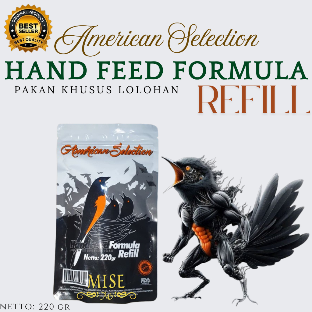 Voer ams lolohan American selection handfeed formula refill ams lolohan anakan murai 220gram