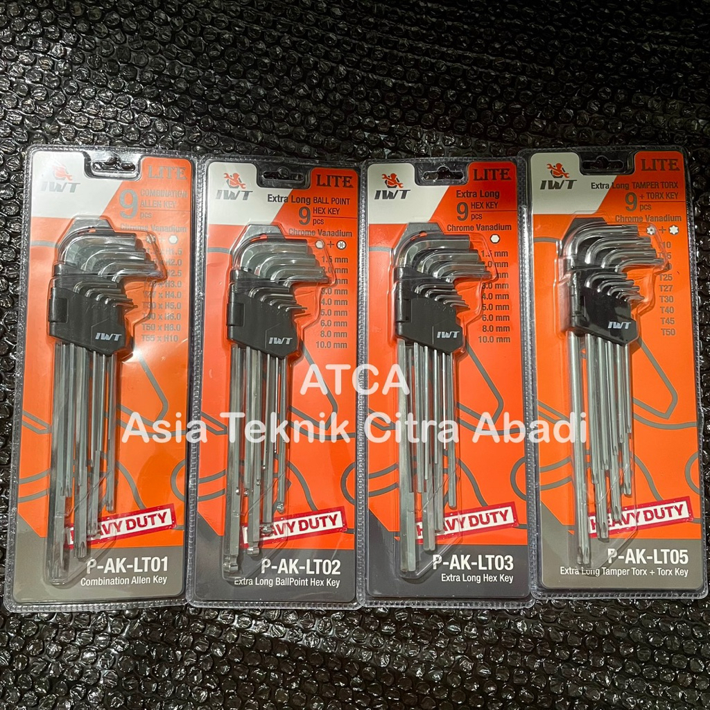 IWT Kunci L set Panjang 9 Pcs HEX-HEX / HEX-Ballpoint / Torx-Torx / HEX-Torx