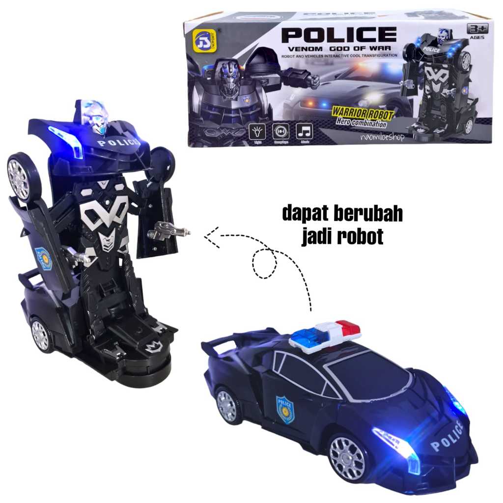 Mainan anak mobil POLISI yang bisa berubah jadi robot keren
