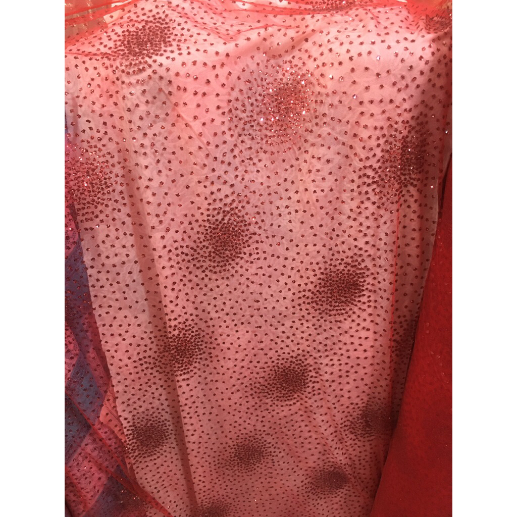 Harga (0.5) meter - bahan kain tile - tille glitter - tile glitter premium mewah