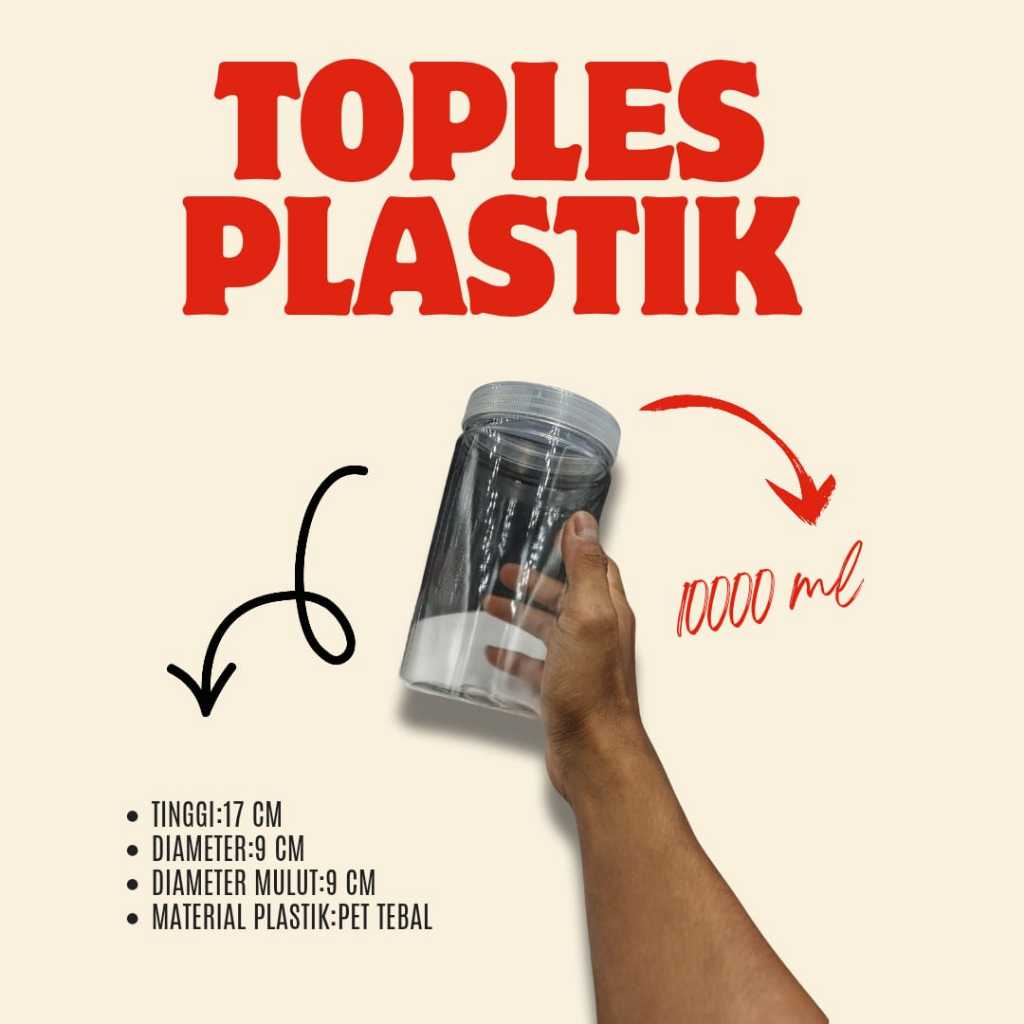 TOPLES PLASTIK 1000 ML/TOPLES KUE KERING 1000 ML/TUTUP TOPLES PLASTIK NATURAL