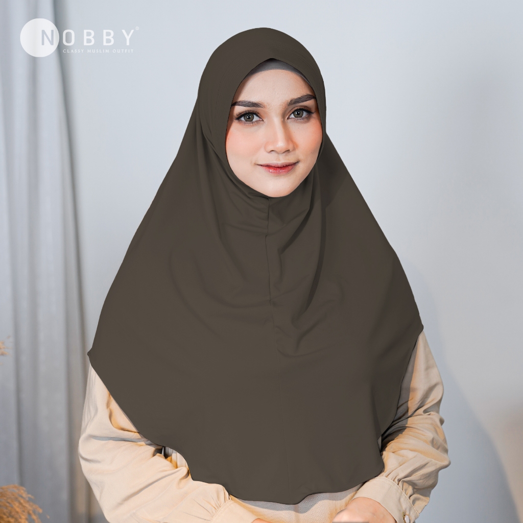 Nobby Qisty Bergo Warna Coklat A Coklat B Bahan Jersey