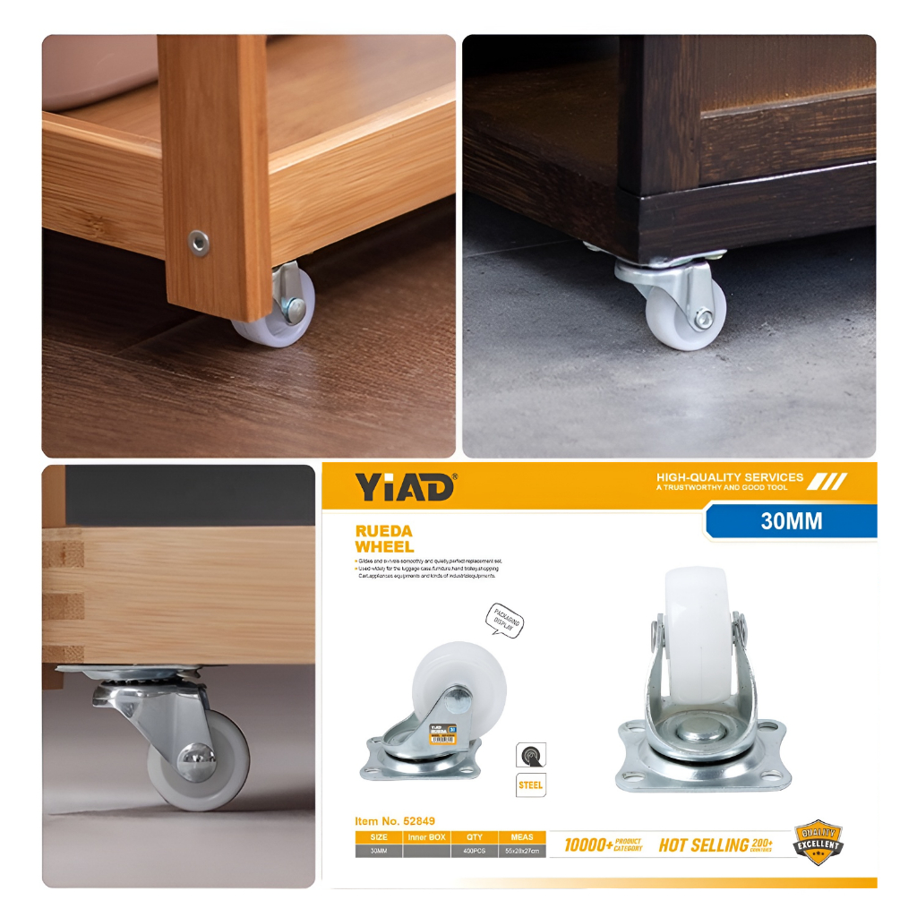 YiAD Roda Kecil Nylon Ringan – Roda Seret & Roda Putar Multisize COD
