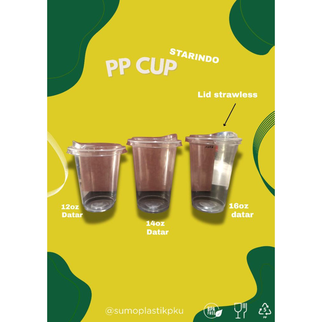 Cup PP Starindo 7gram Tutup starindo strawless PP/gelas murah strawless /gelas kopi /gelas strawless