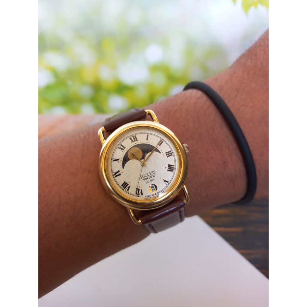jj03340 jam tangan moonphase succes vintage alba
