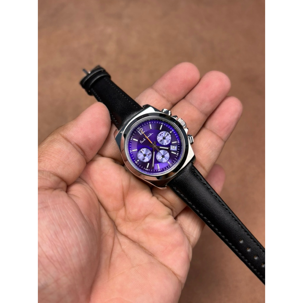 JAM TANGAN PRIA PAUL SMITH F520 JAPAN PURPLE DIAL CHRONOGRAPH ORIGINAL
