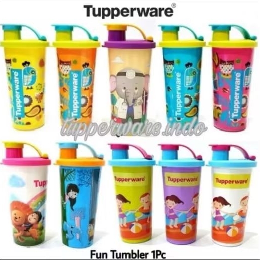 Promo Tupperware Fun Tumbler Elephant 1pc 260ml gajah panda lion city family rainbow owl worker gela