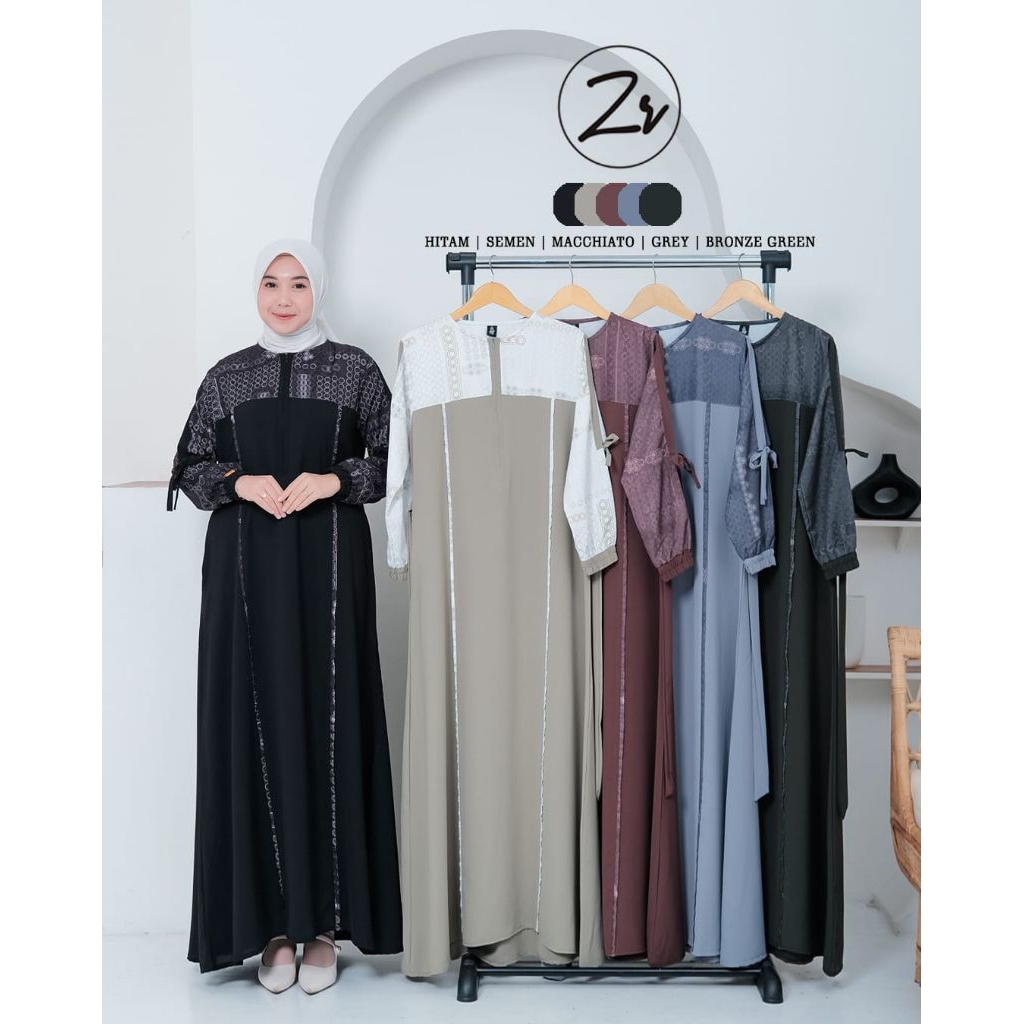 AQIA Gamis Bahan Sabrina mix Jaguar ORI by ZR Fashion/ Aqia Dress ORI by ZR/ Gamis Aqia Dress ZR Fas