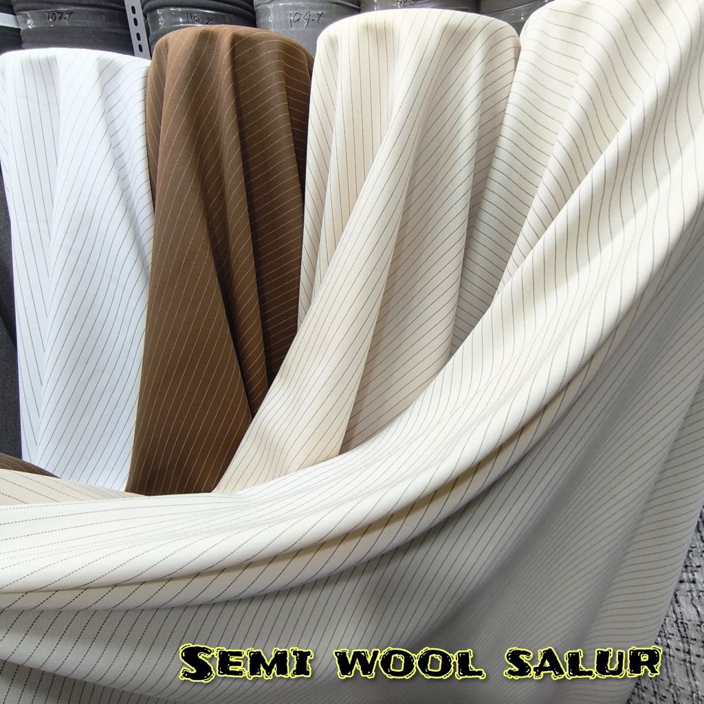 Kain/Kain Bahan Semi Wool/Bahan Semi Wool Salur[harga ½ meter]