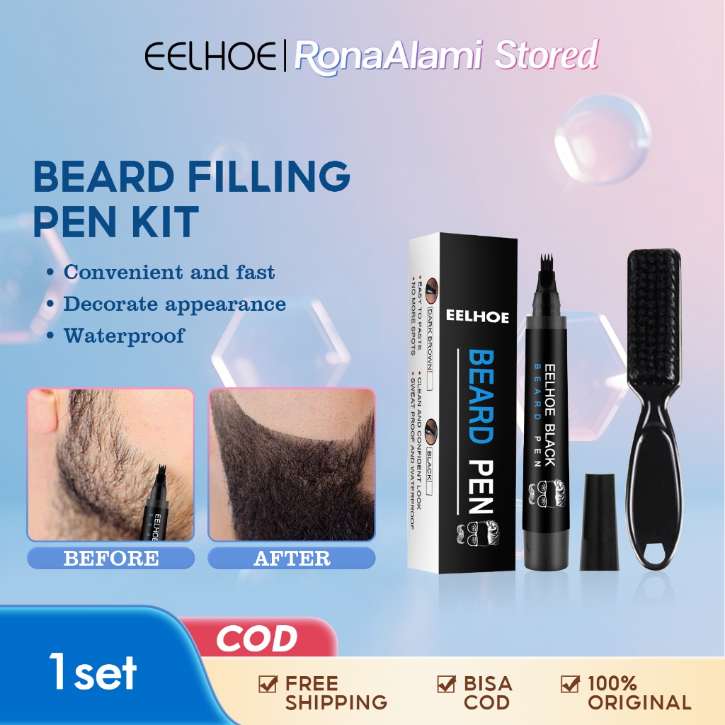 EELHOE Besi Kit Pena Pengisi Kumis Kit Pena Kumis Tahan Air Tahan Keringat Non-Penghapusan Pena Jeng