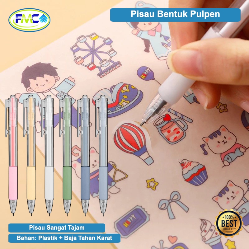 Cutter Mini Bentuk Pena Lucu Pulpen Ukir Pemotong Kertas Cutter Stiker Pulpen Pisau Pencil Pisau Uki
