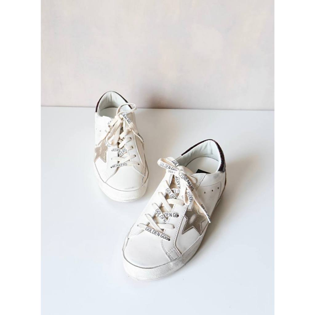 Golden Goose GGDB super star sneakers in white with red croco stamp