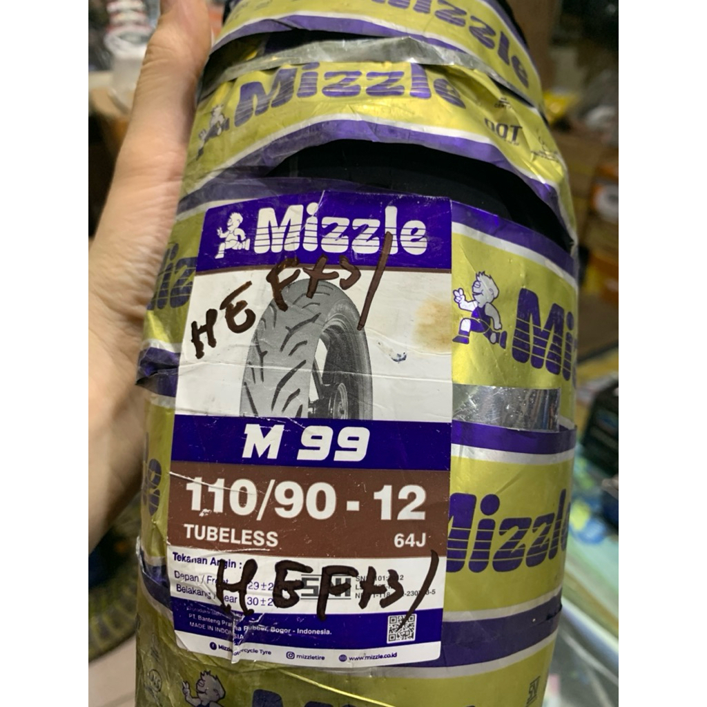 BAN TUBELESS RING 12 BELAKANG 110/90-12 M99 MERK MIZZLE M99 MATIC SCOOPY DONAT ORI